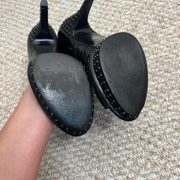 Nine West platform black peep toe heels studded size 10 - Picture 7 of 9